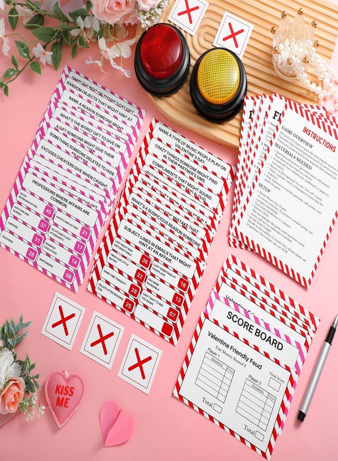 Soulchen 42 Pcs Valentine's Day Friendly Feud Game Set with 2 Answer Buzzer Cupid Card Friendly Feud Quiz for Adults Couples Fun Galentine's Day Party Game Activity Supplies for Family Couples Groups - Image 2
